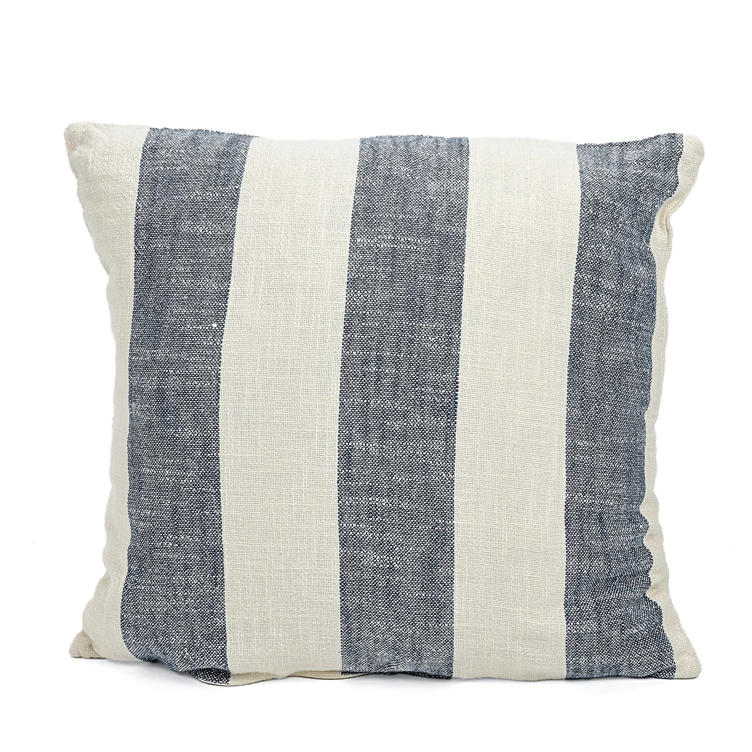 Kussensloop - Kora stripe cotton cushion cover (crème/marineblauw)
