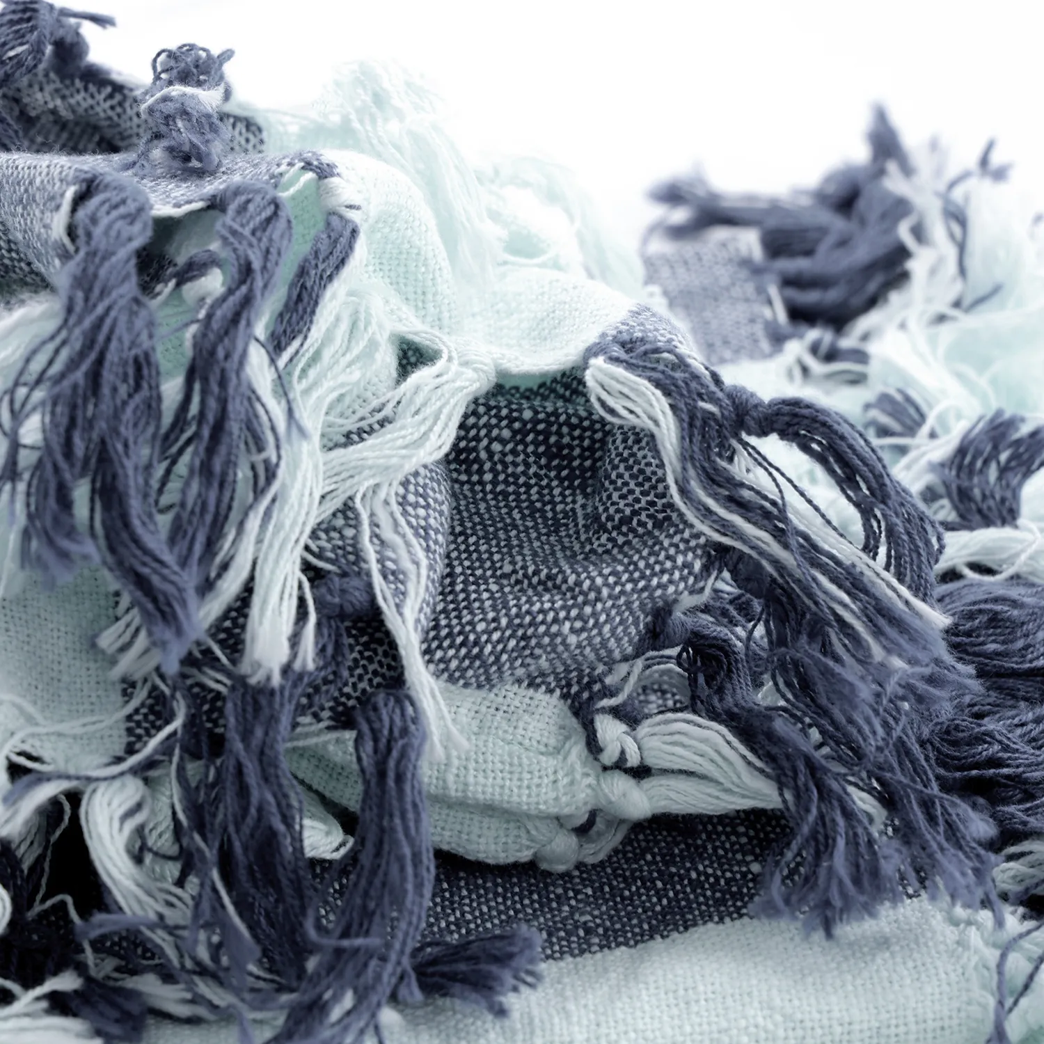 Dekens - Kora stripe cotton throw (marineblauw/lichtblauw)