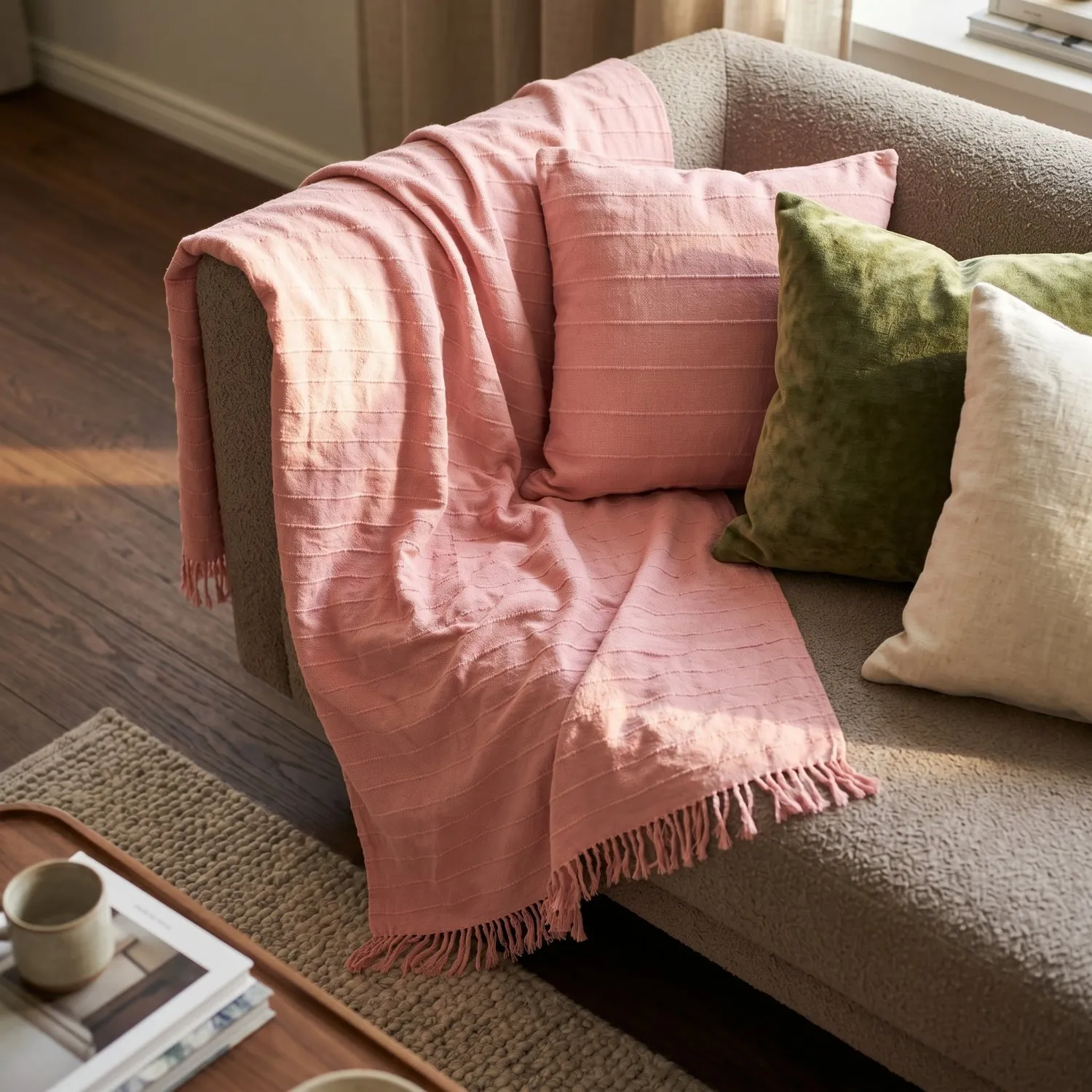 Kussensloop - Nalani cotton cushion cover (roze)