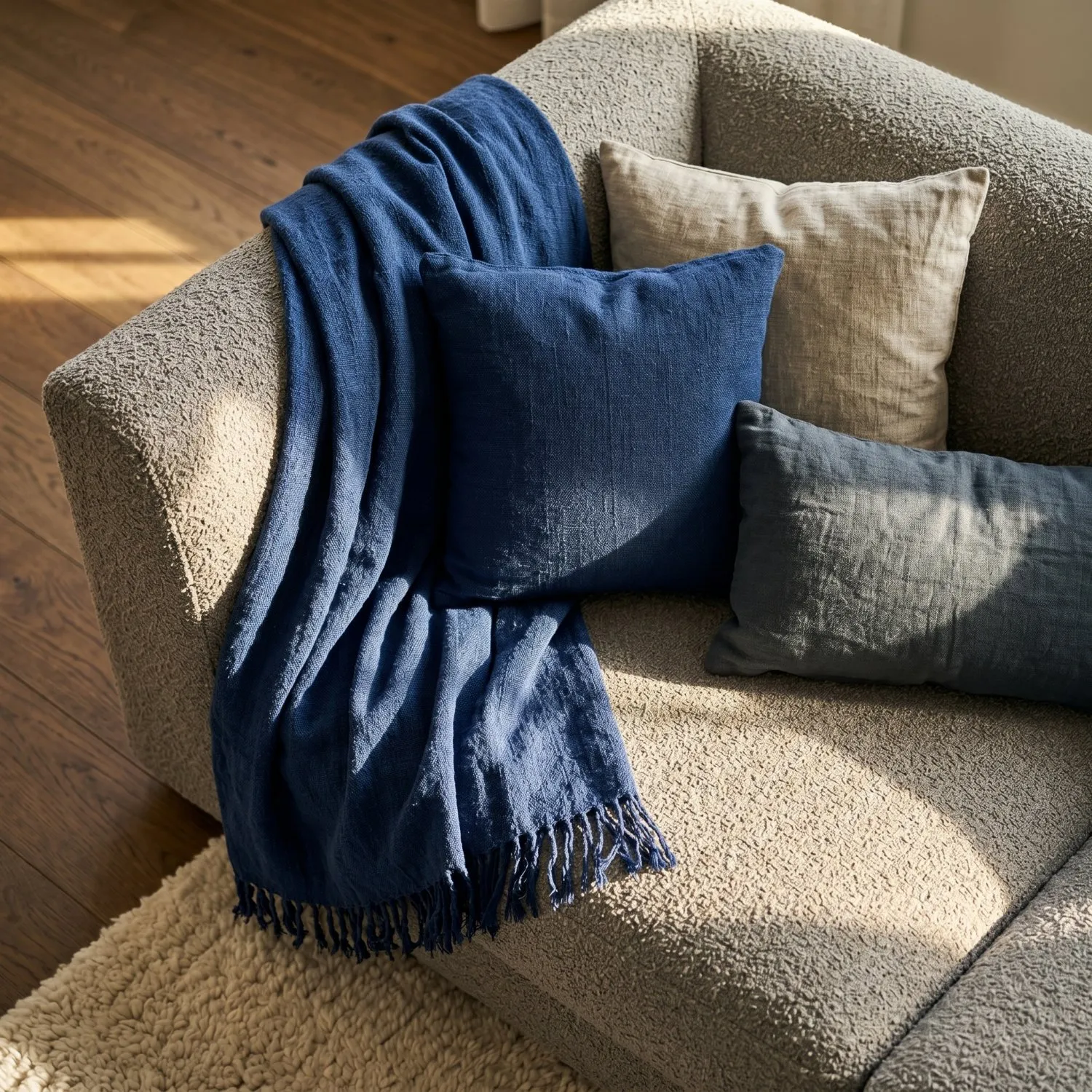 Kussensloop - Veya cotton cushion cover (marineblauw)