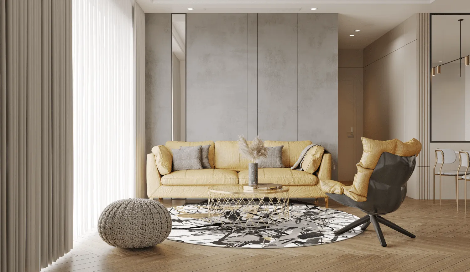 Rond vloerkleed - Lawrance (grijs/wit)