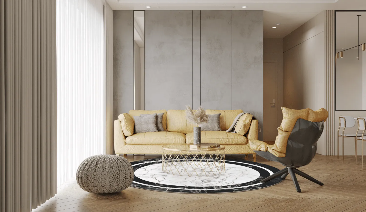 Rond vloerkleed - Amaliada (zwart/wit)