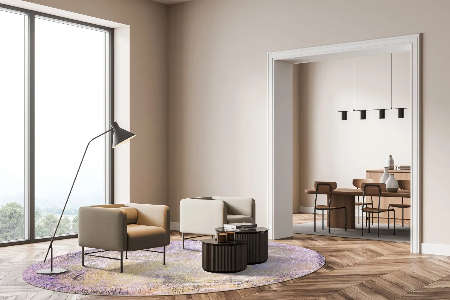 Rond vloerkleed - Loures (paars)