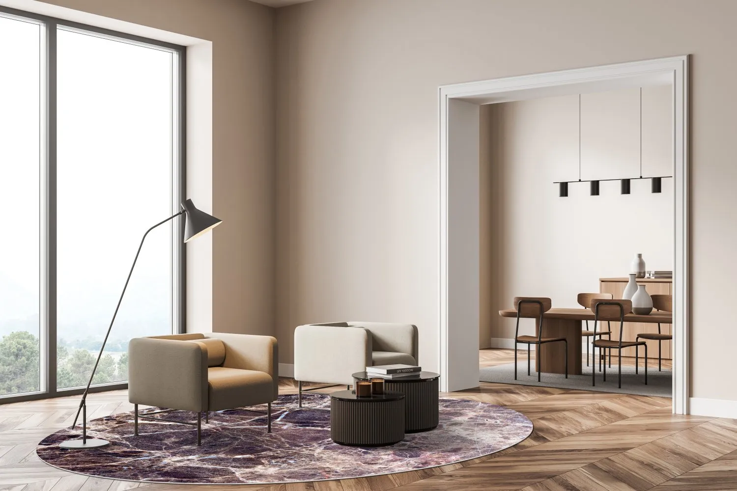 Rond vloerkleed - Sines (paars)