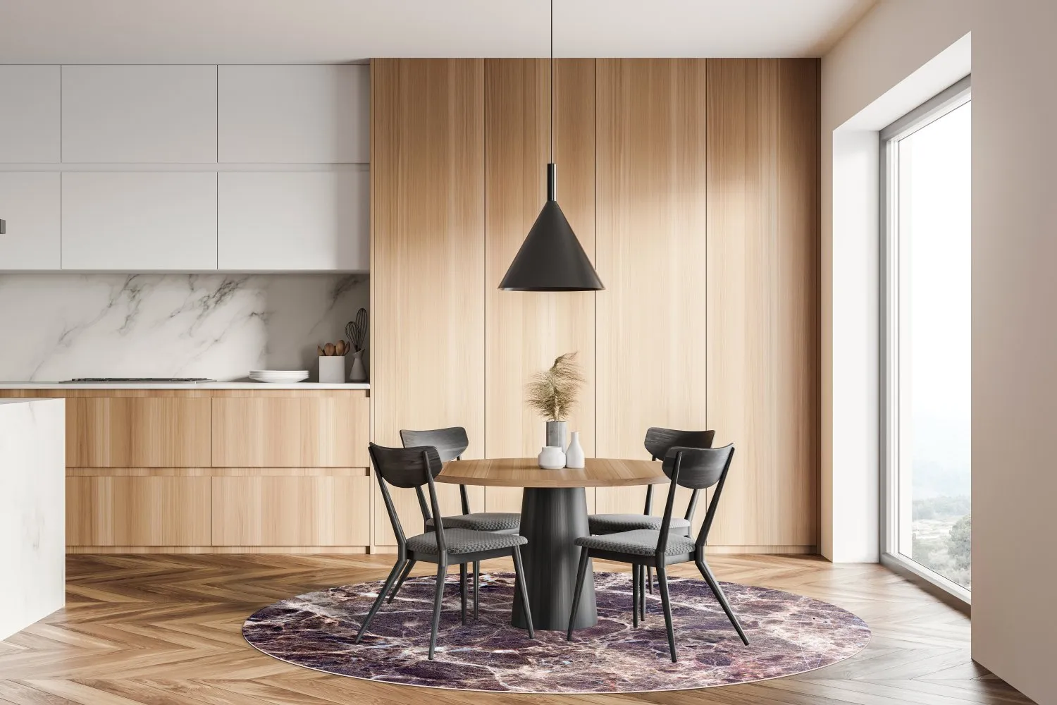 Rond vloerkleed - Sines (paars)