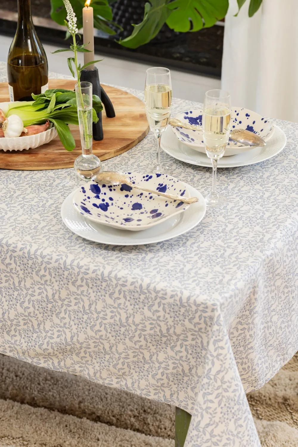Katoenen tafelkleed - Lilja (blauw)