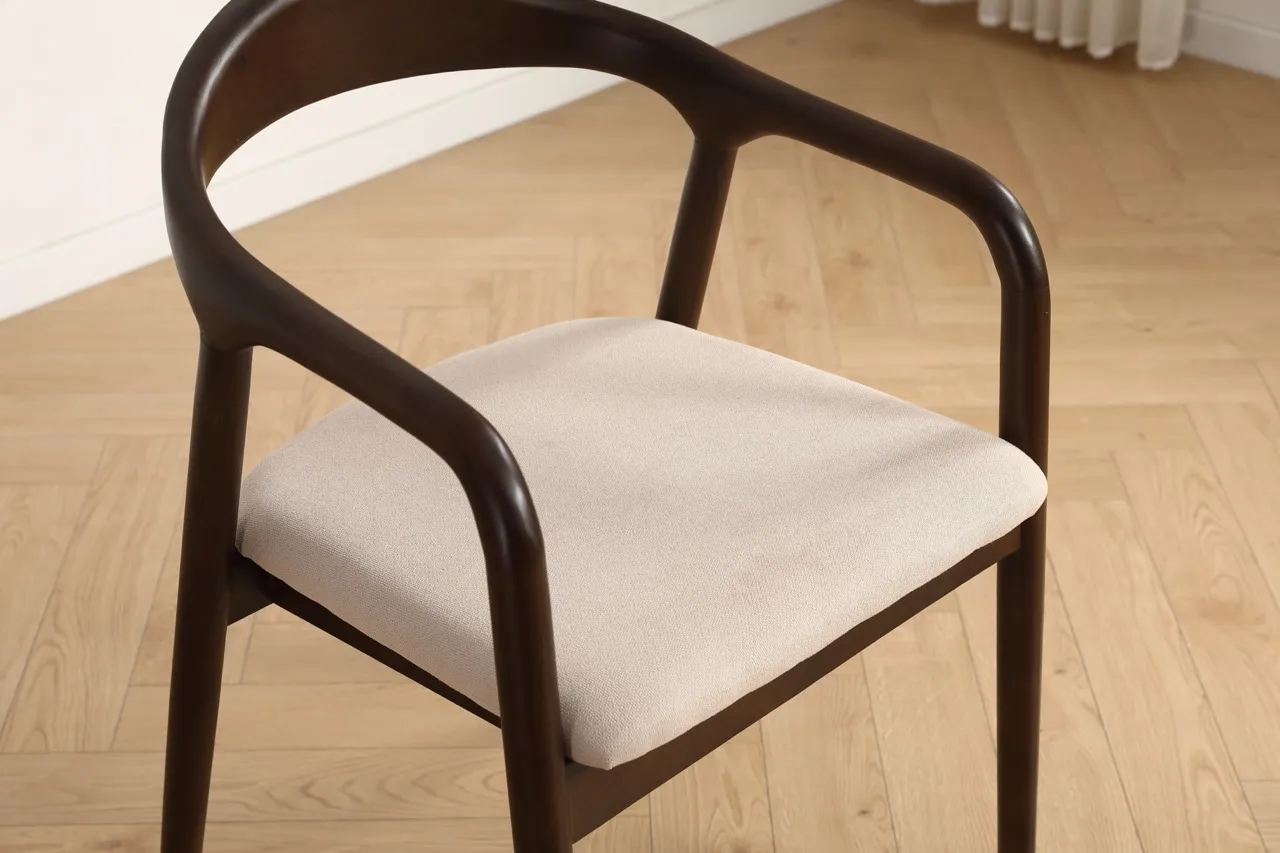 Armstoel - Aspa (donkerbruin/beige) - 2 stuks