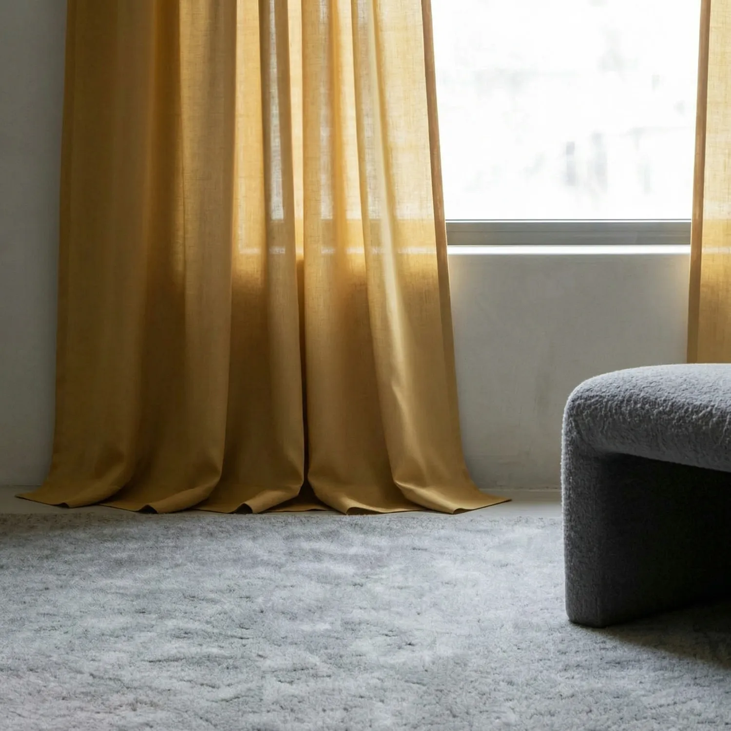 Gordijnen 2-pack - Linnenmix gordijn Lumira (oker)