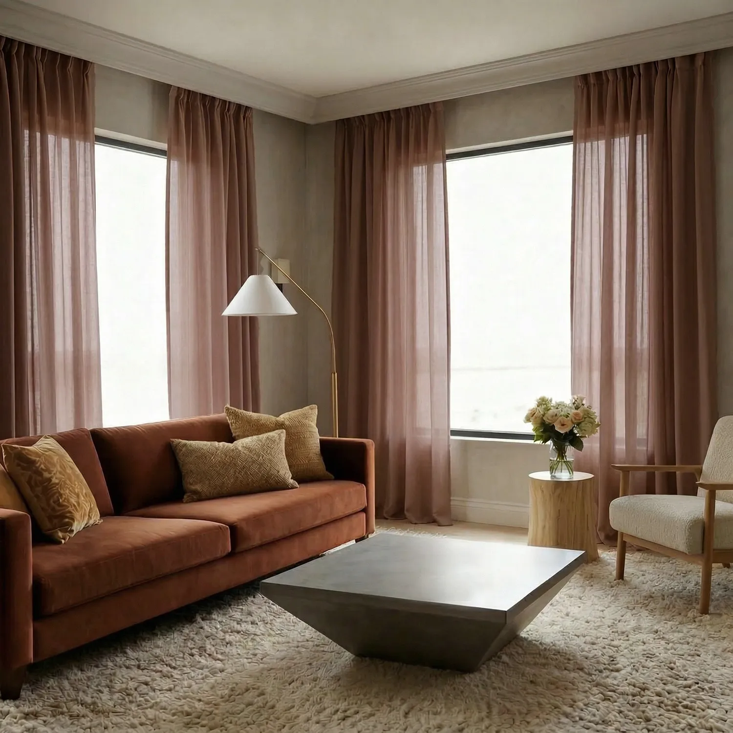 Gordijnen 2-pack - Linnenmix gordijn Lumira (donkerbruin)