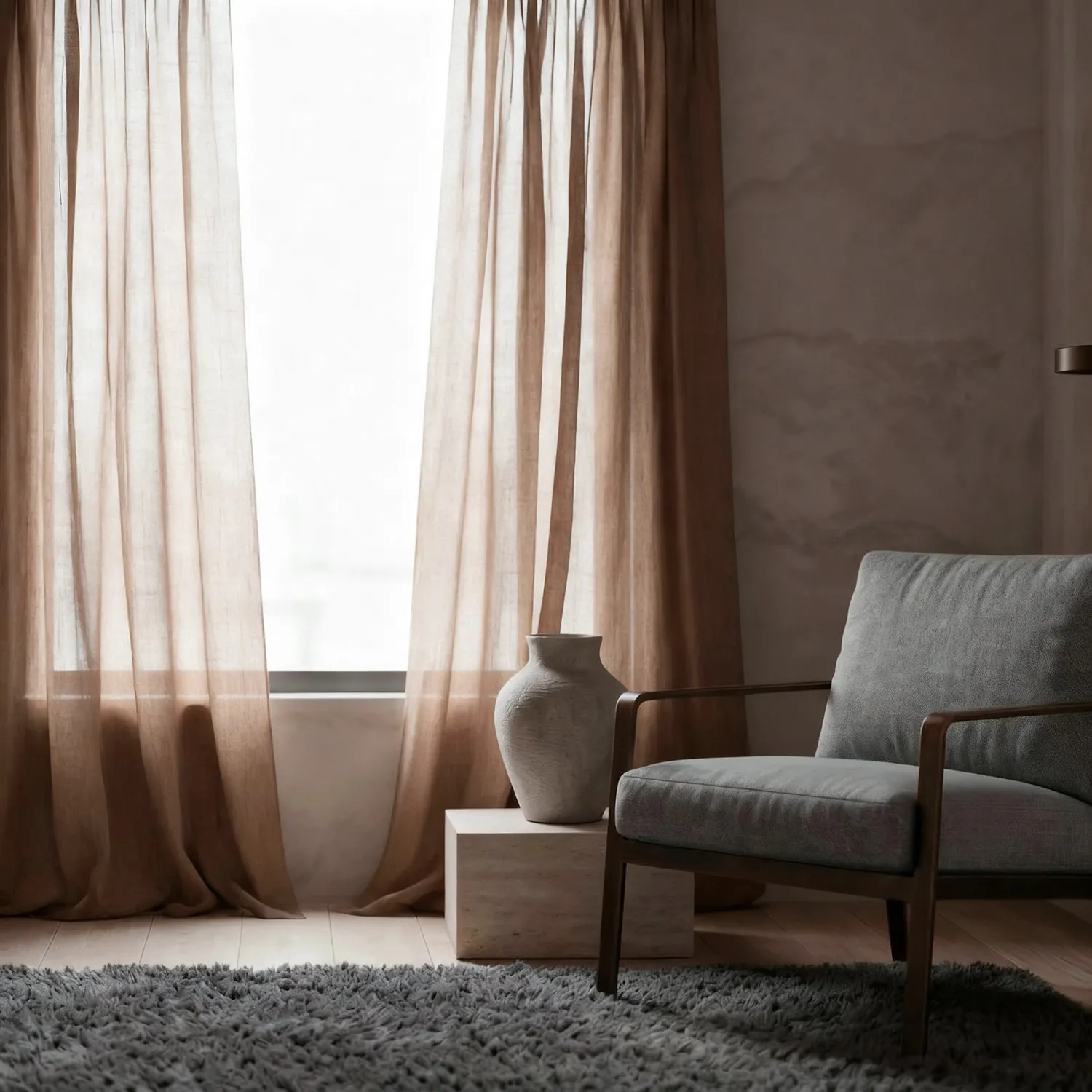 Gordijnen 2-pack - Linnenmix gordijn Lumira (donkerbruin)