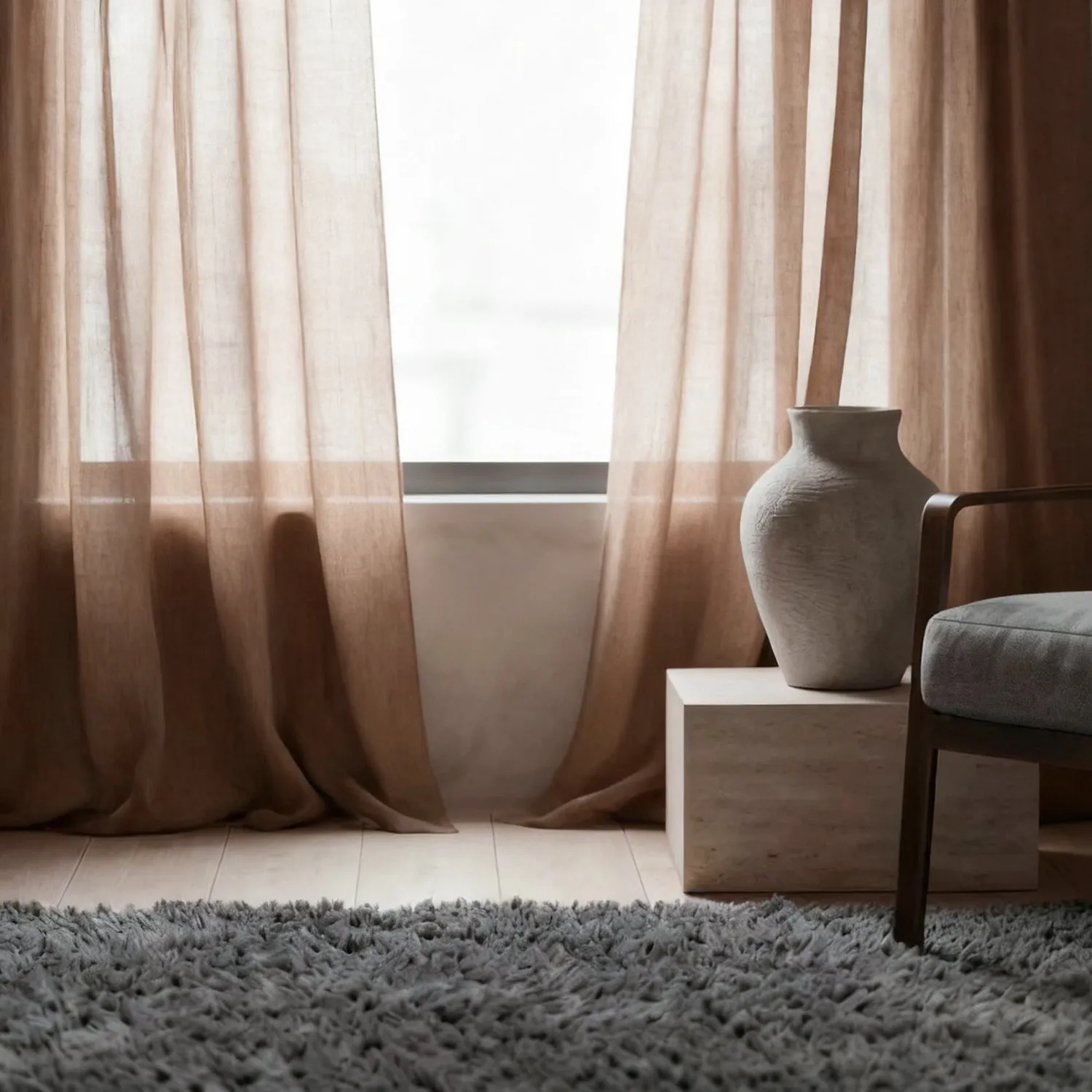 Gordijnen 2-pack - Linnenmix gordijn Lumira (donkerbruin)