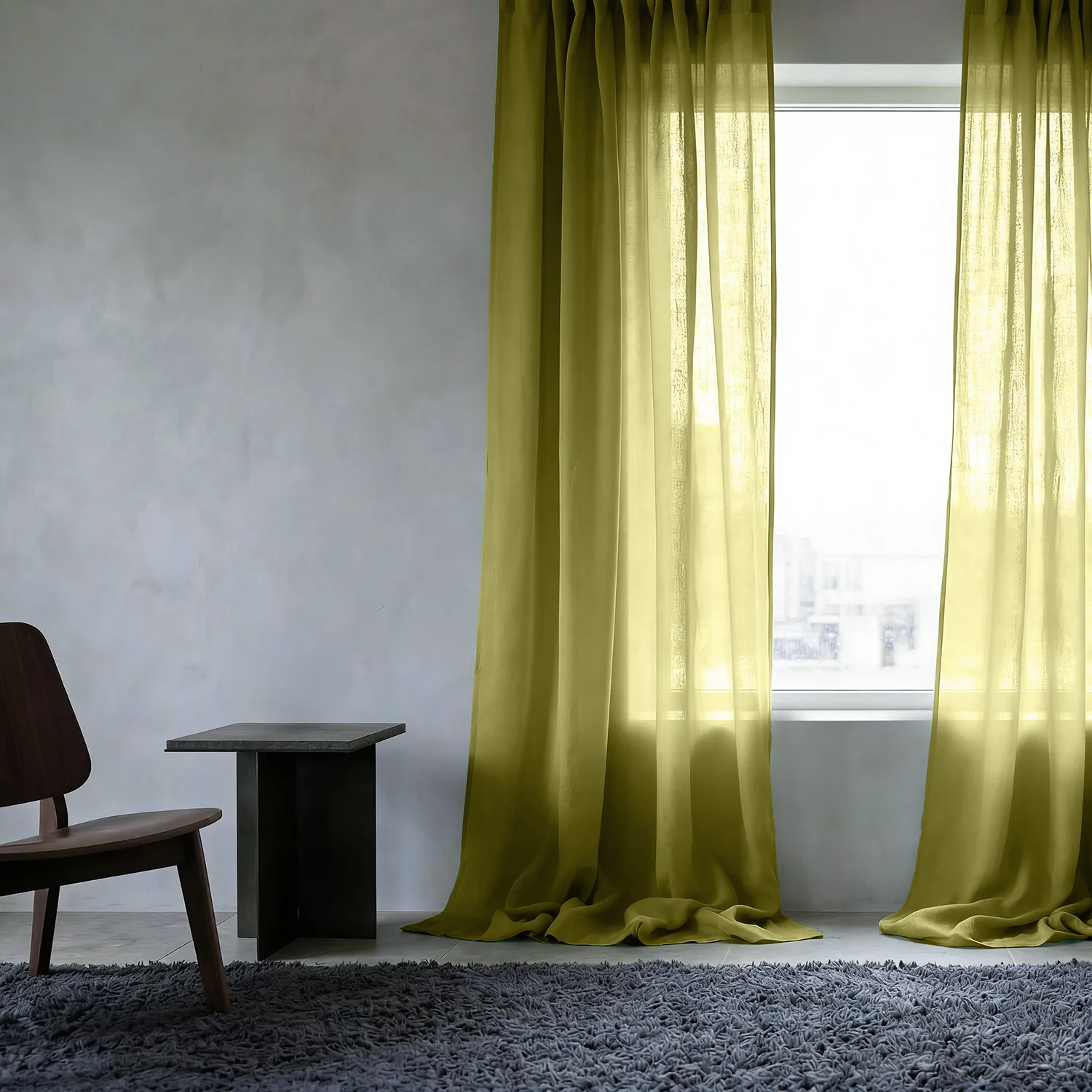 Gordijnen 2-pack - Linnenmix gordijn Lumira (groente)