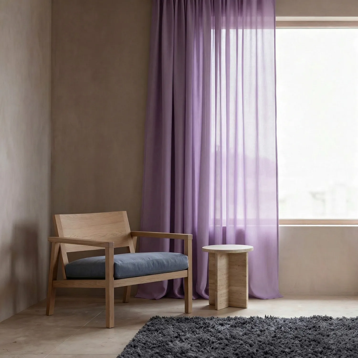 Gordijnen 2-pack - Linnenmix gordijn Lumira (paars)