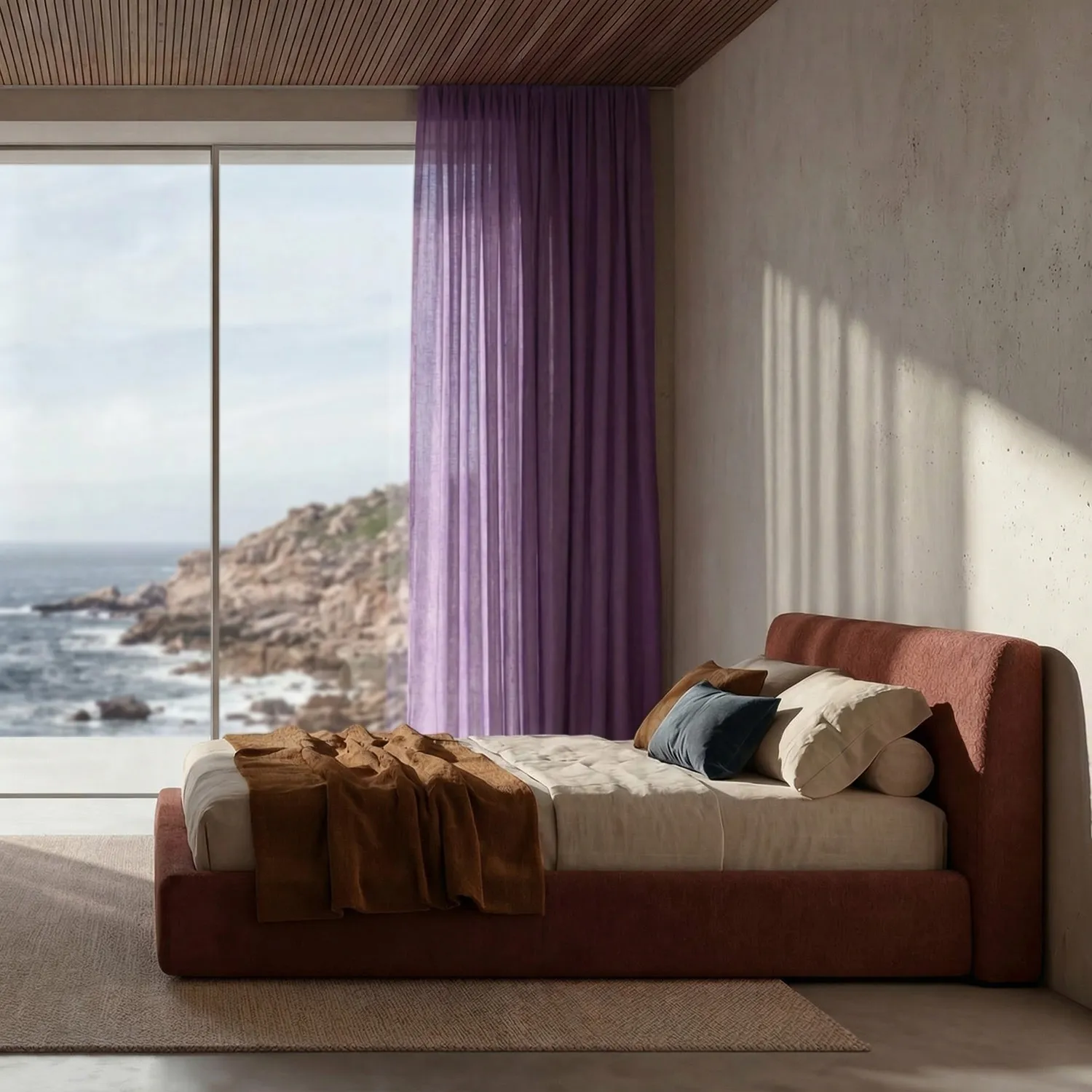 Gordijnen 2-pack - Linnenmix gordijn Lumira (paars)