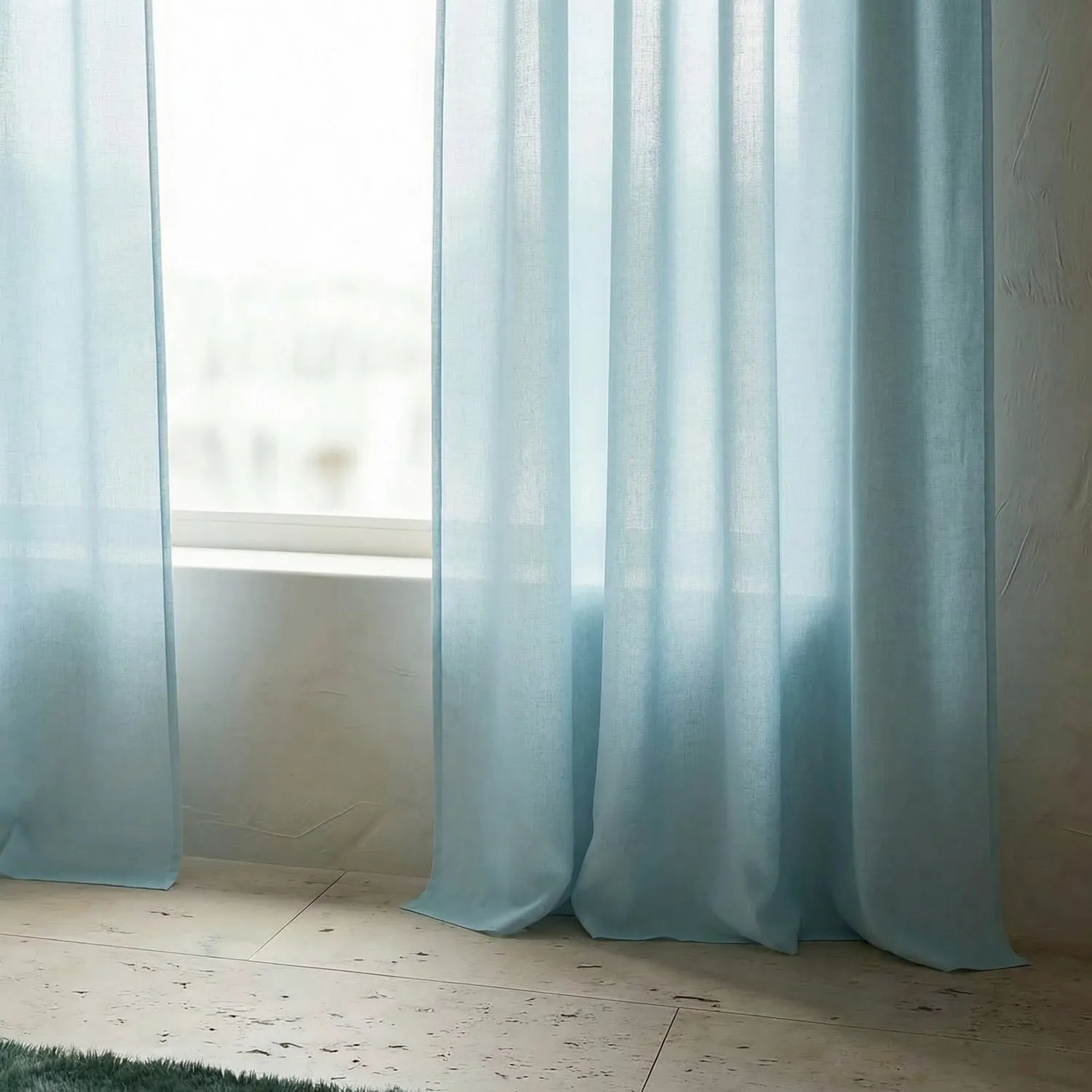 Gordijnen 2-pack - Linnenmix gordijn Lumira (lichtblauw)