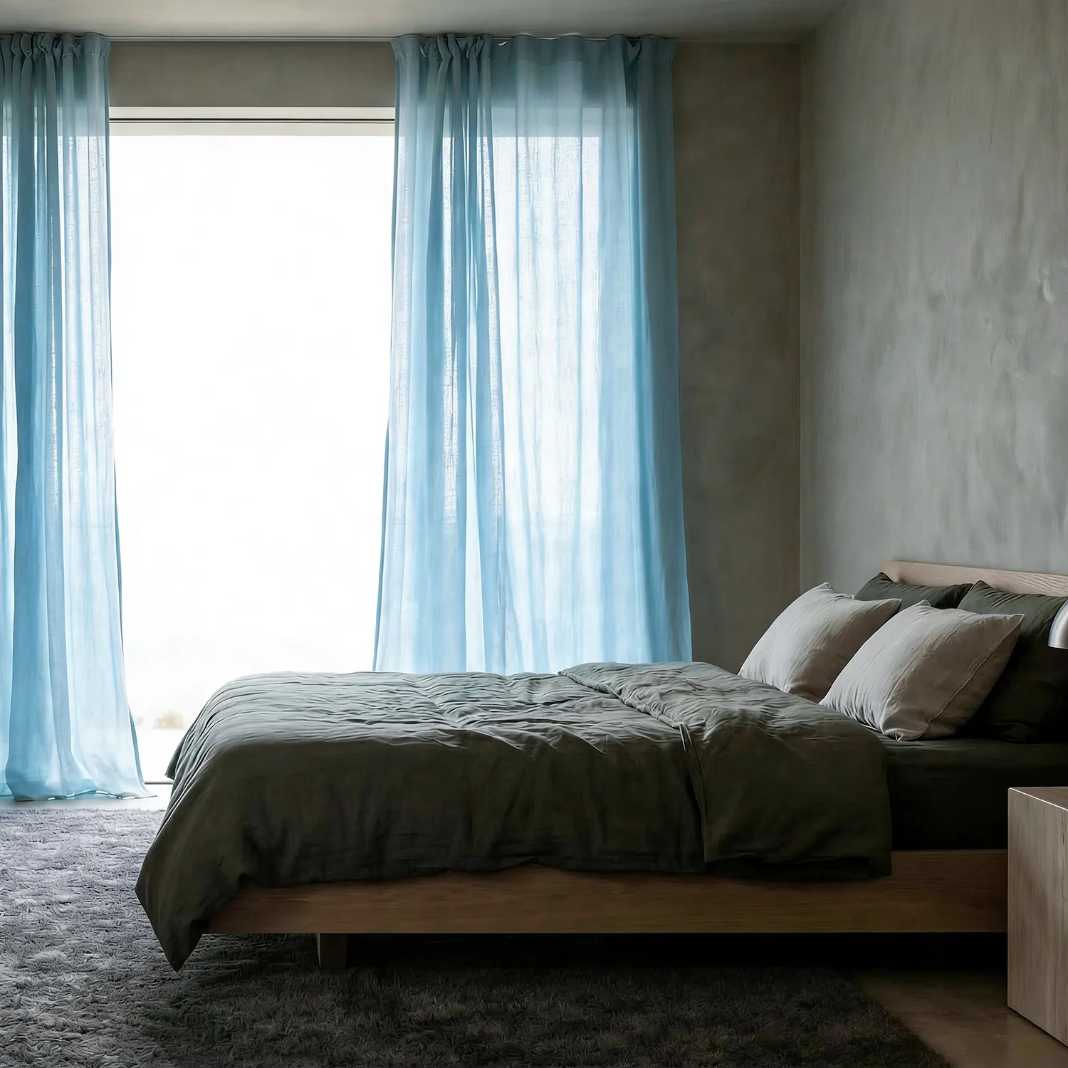 Gordijnen 2-pack - Linnenmix gordijn Lumira (lichtblauw)