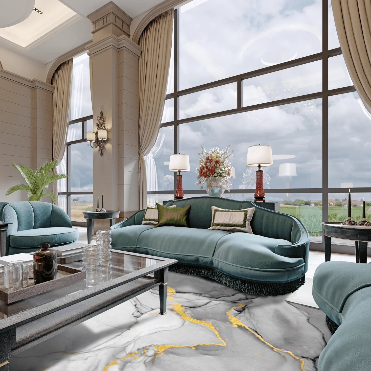 Wilton - Manilva (grijs/wit/goud)