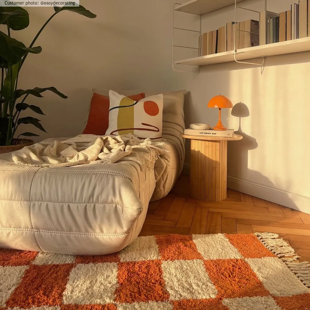 Hoogpolig vloerkleed - Maranello Natural Cotton Shaggy (oranje)