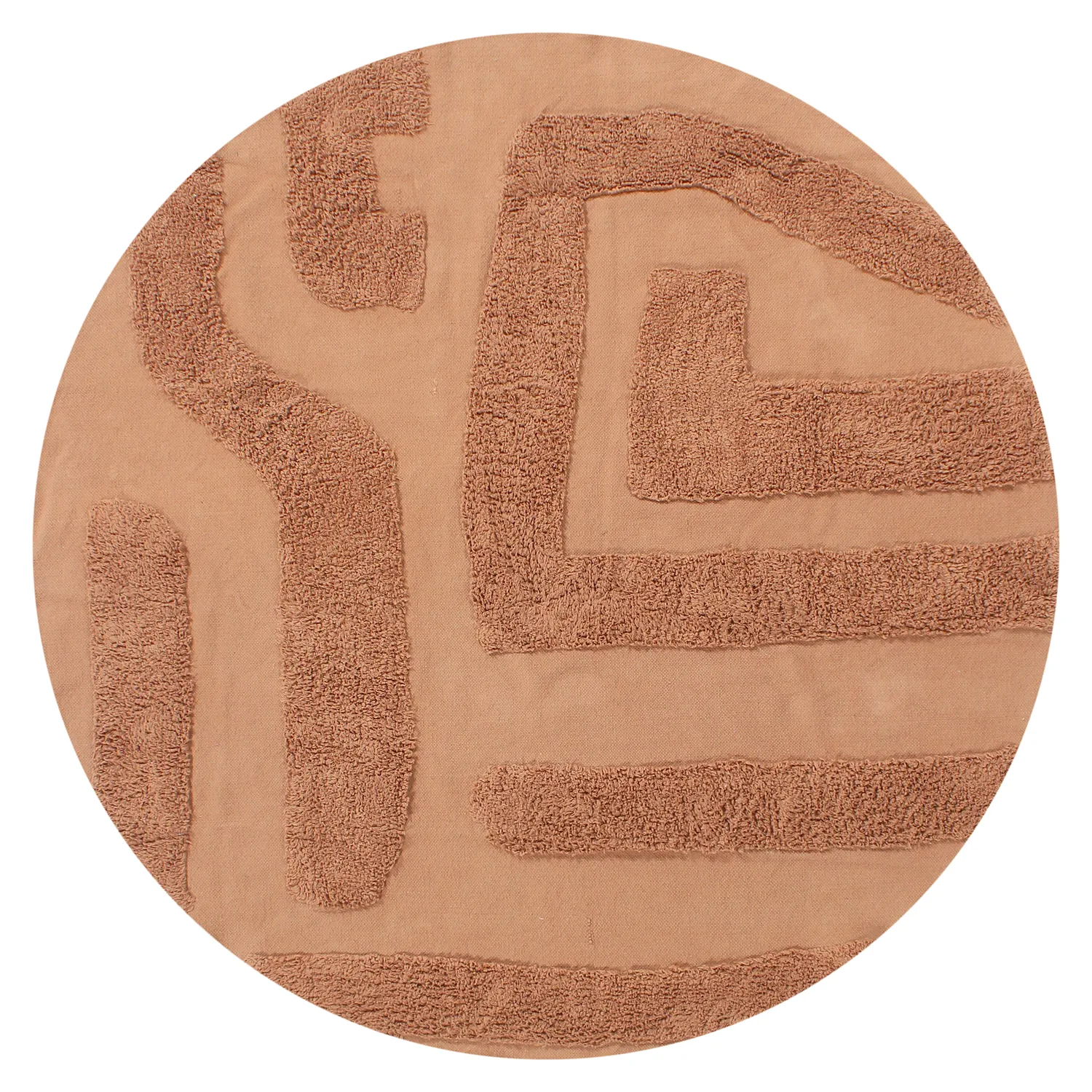 Ronde vloerkleden - Alexa Natural Cotton Shaggy (terracotta)
