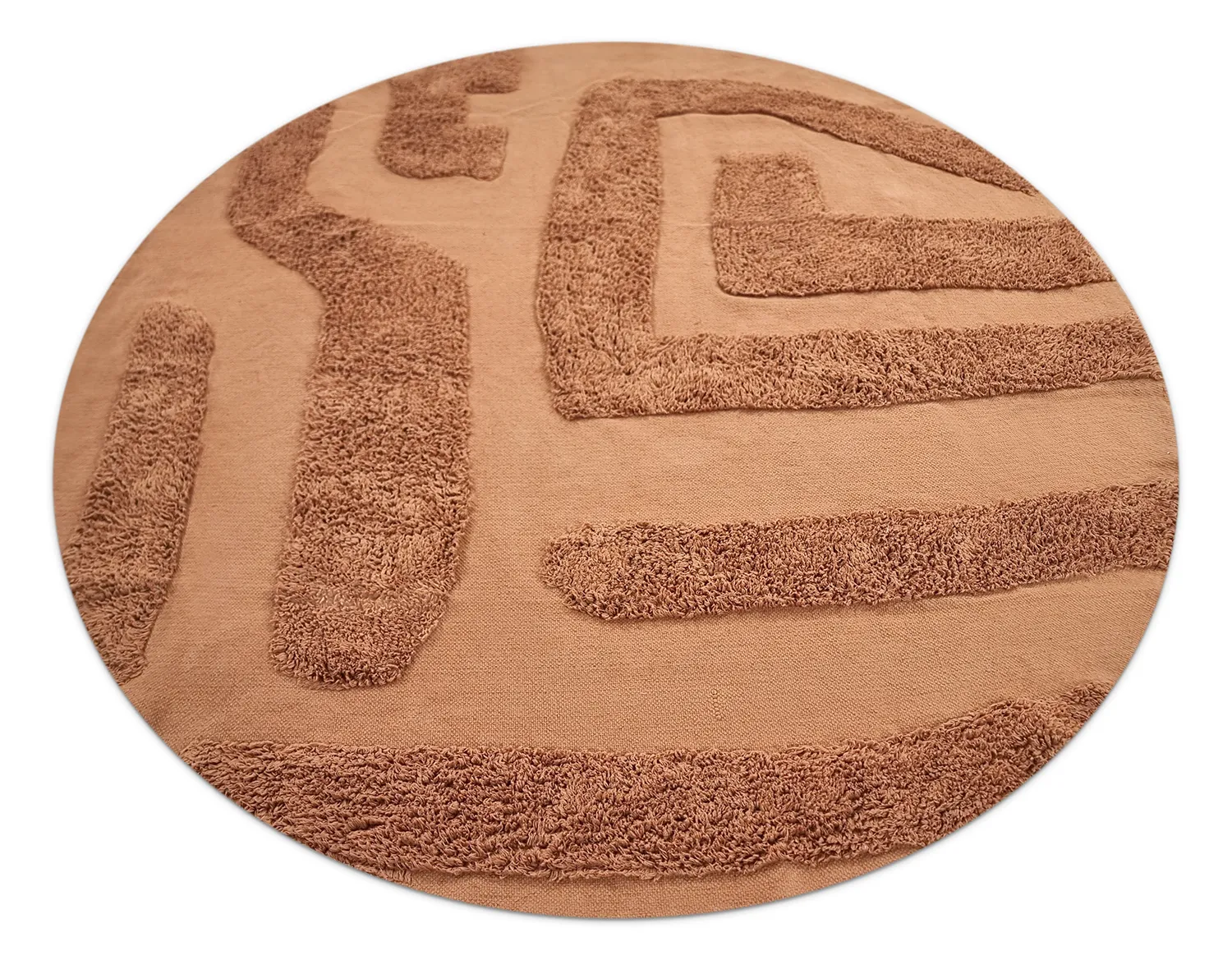 Ronde vloerkleden - Alexa Natural Cotton Shaggy (terracotta)