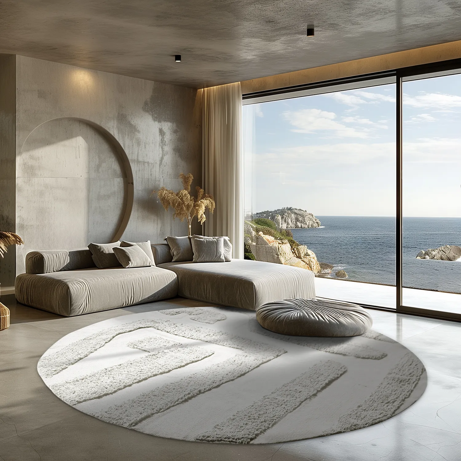 Ronde vloerkleden - Alexa Natural Cotton Shaggy (offwhite)