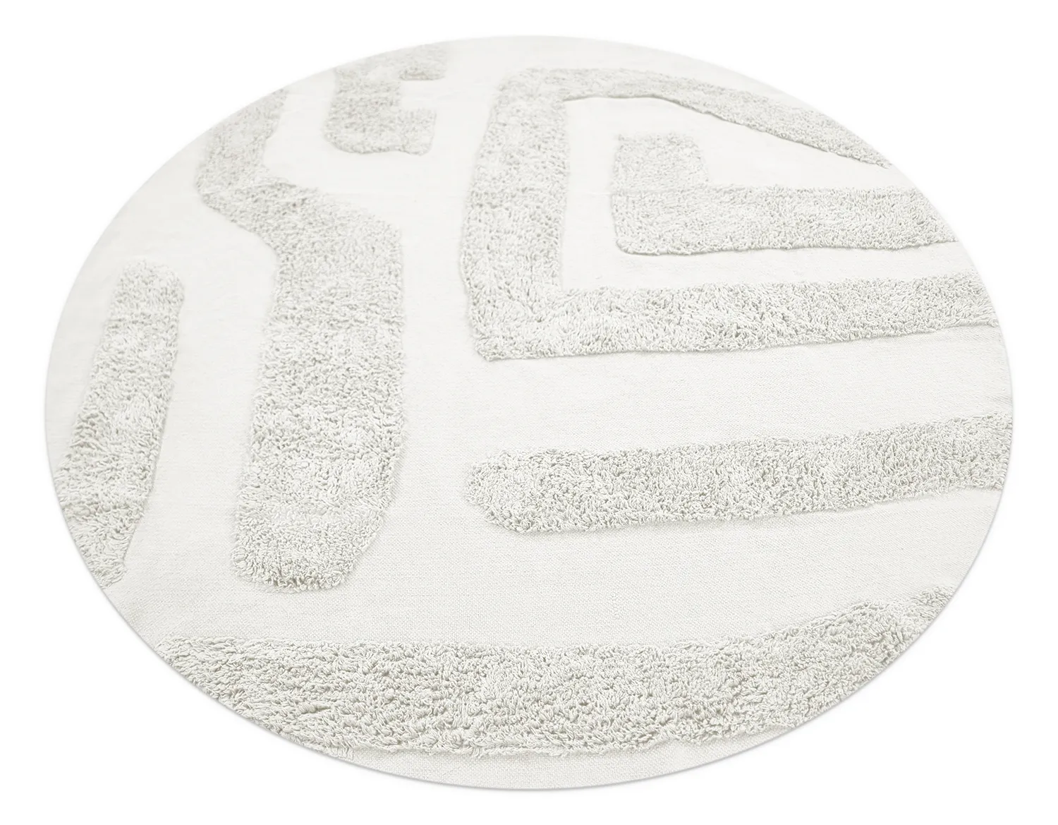 Ronde vloerkleden - Alexa Natural Cotton Shaggy (offwhite)