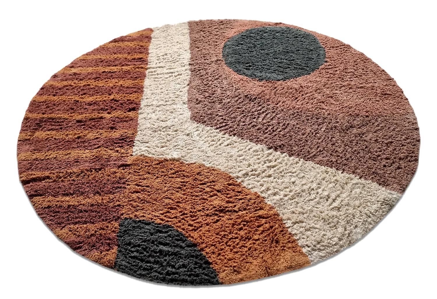 Ronde vloerkleden - Alpe Natural Cotton Shaggy (multi)