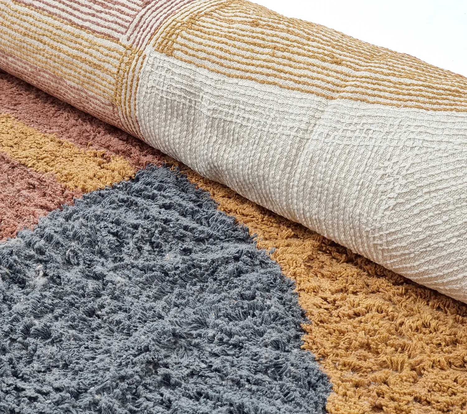 Ronde vloerkleden - Alpe Natural Cotton Shaggy (multi)