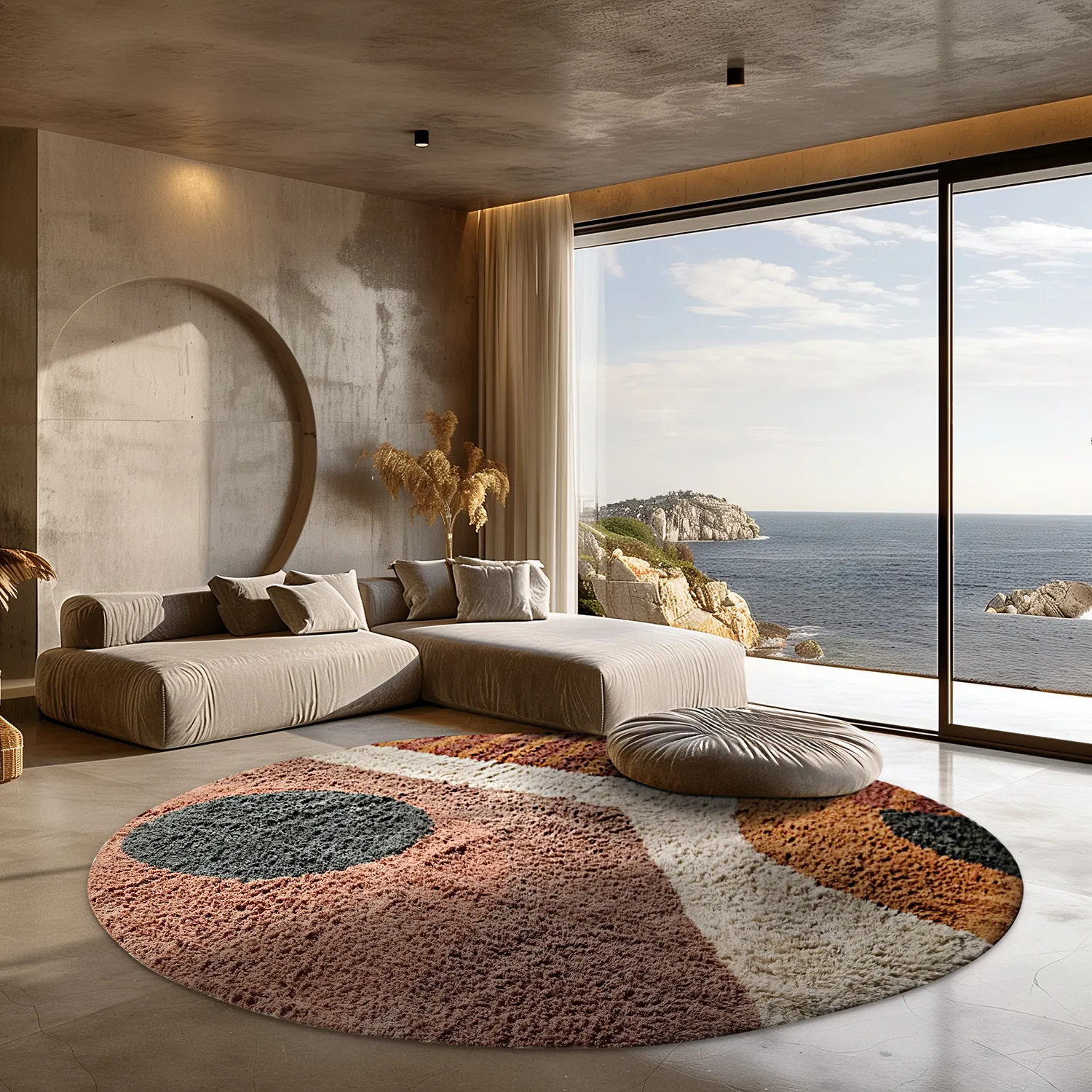 Ronde vloerkleden - Alpe Natural Cotton Shaggy (multi)