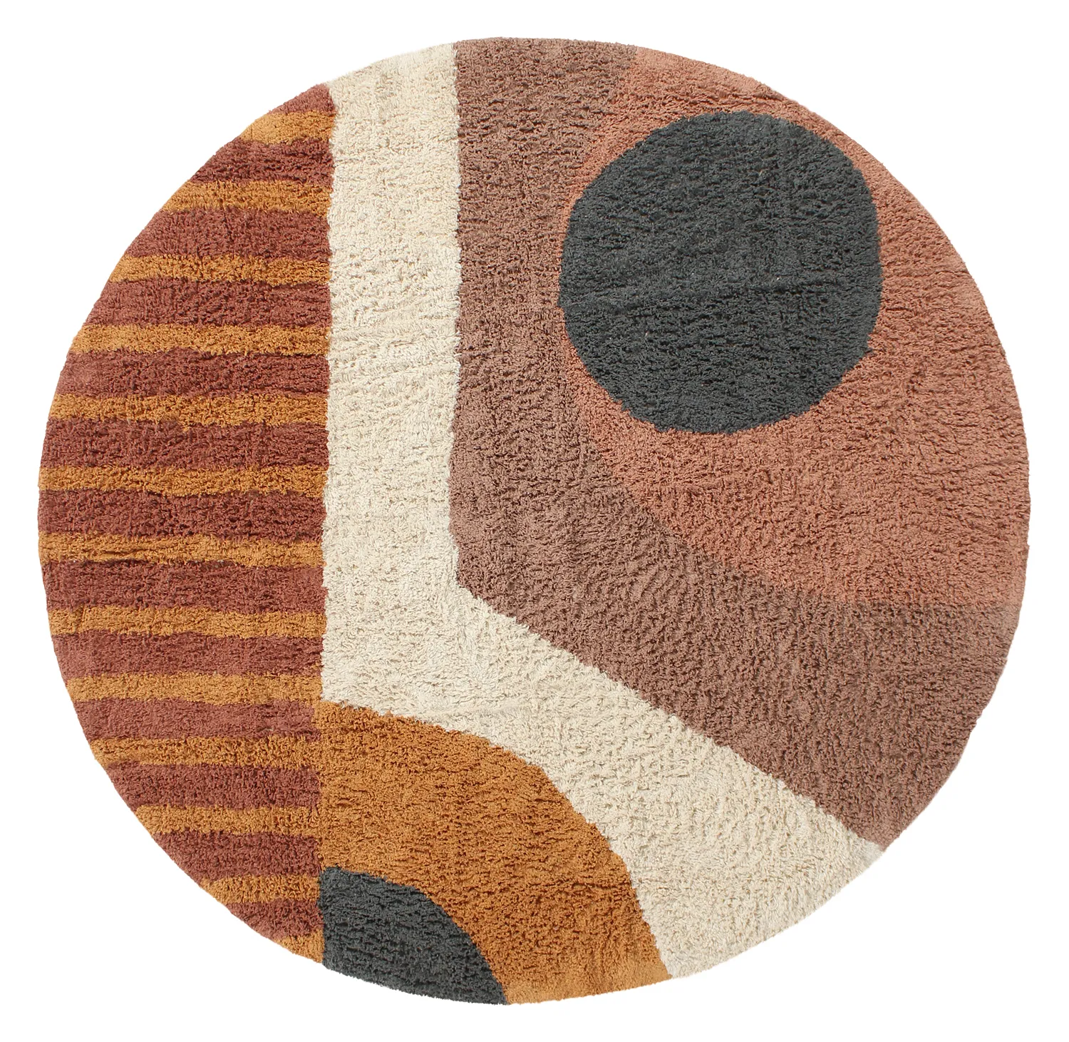 Ronde vloerkleden - Alpe Natural Cotton Shaggy (multi)