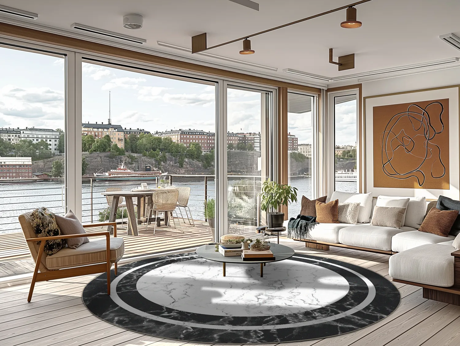 Rond vloerkleed - Amaliada (zwart/wit)