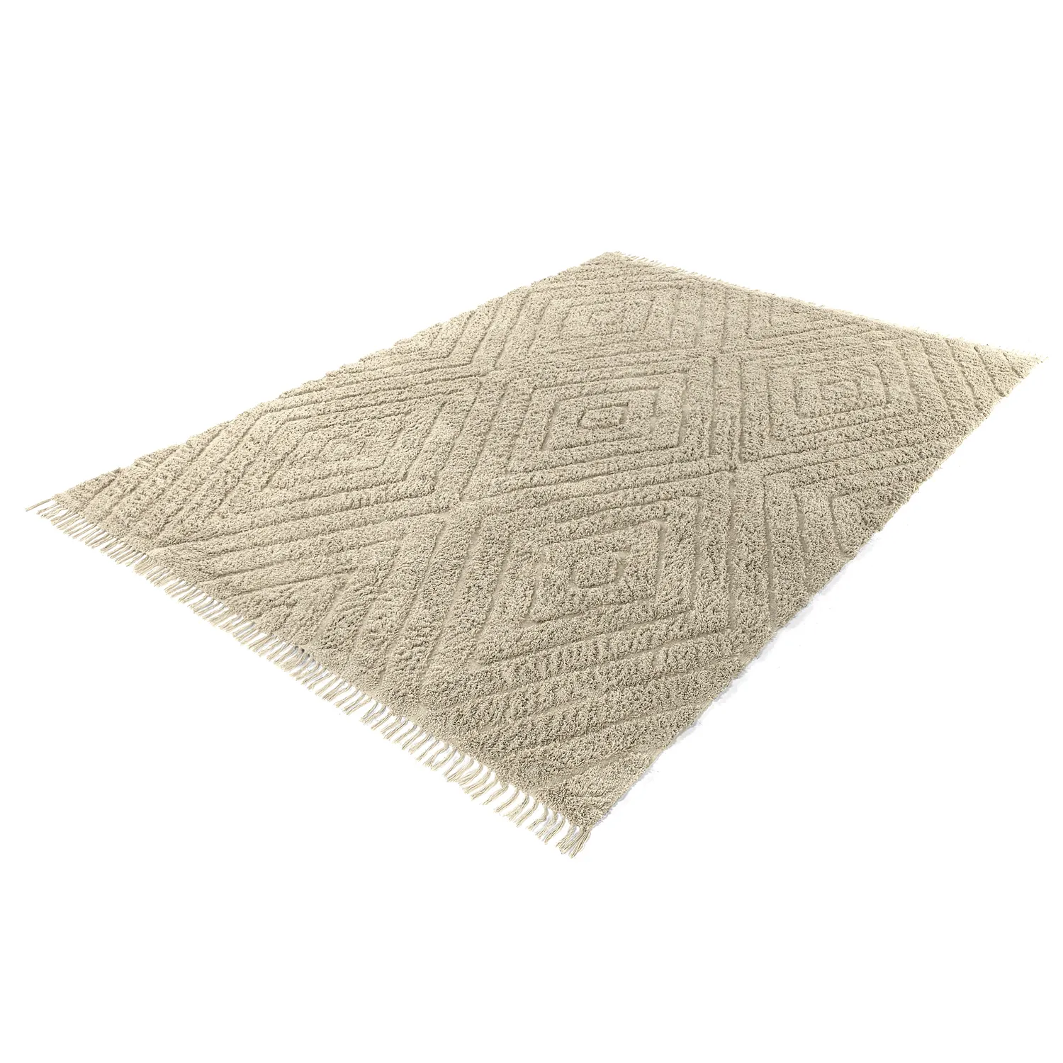 Hoogpolig vloerkleed - Amberley Natural Cotton Shaggy (beige)