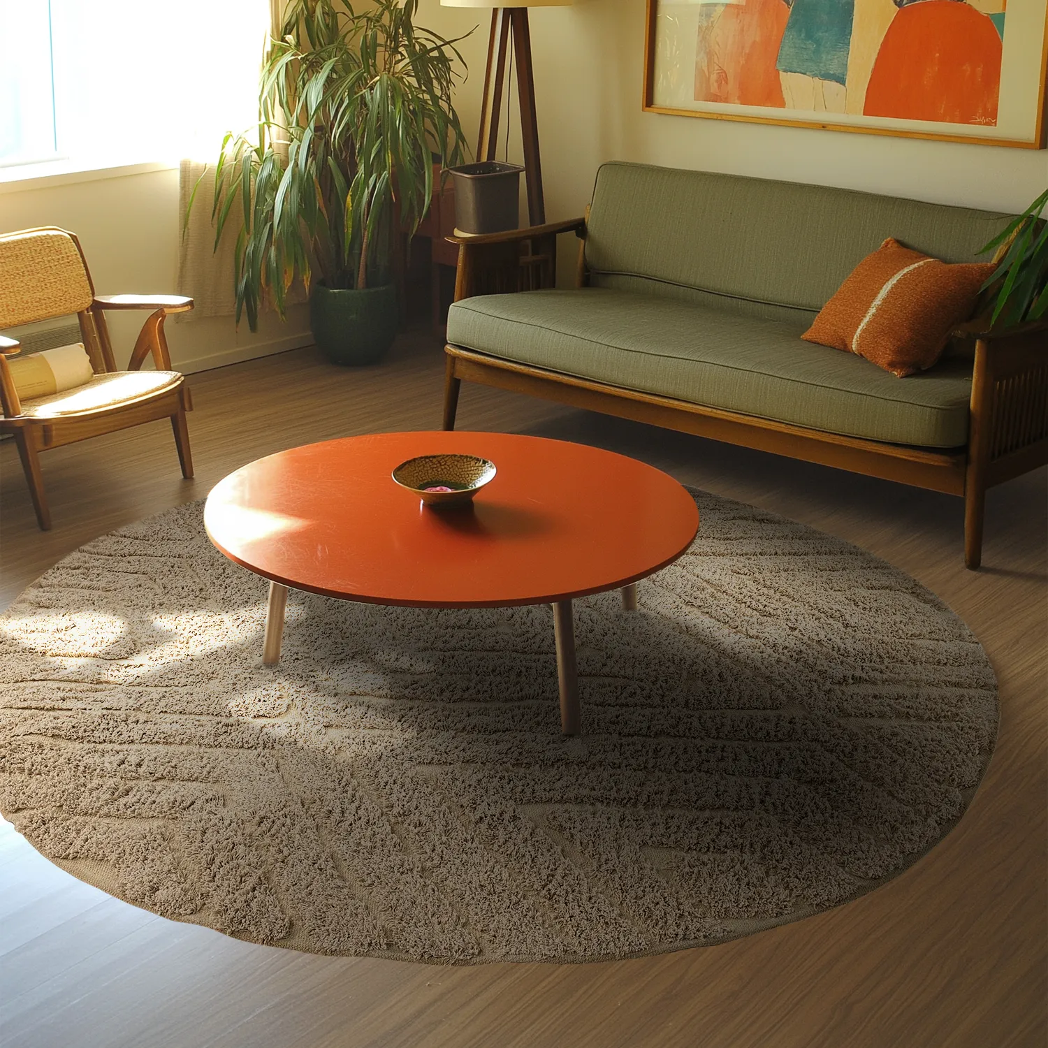 Ronde vloerkleden - Amberley Natural Cotton Shaggy (beige)