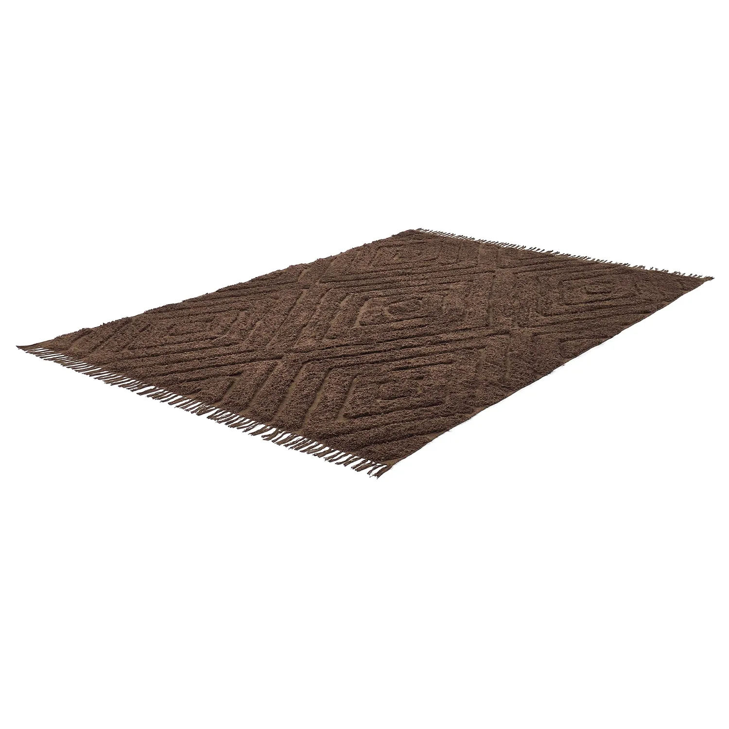 Hoogpolig vloerkleed - Amberley Natural Cotton Shaggy (bruin)