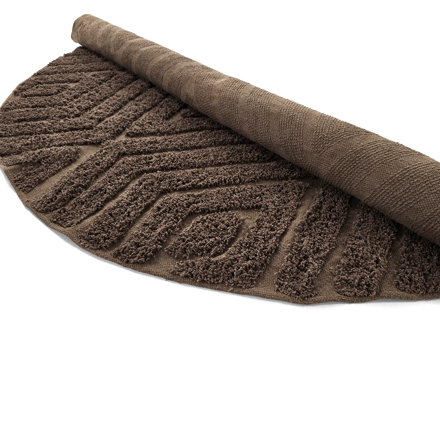 Ronde vloerkleden - Amberley Natural Cotton Shaggy (bruin)