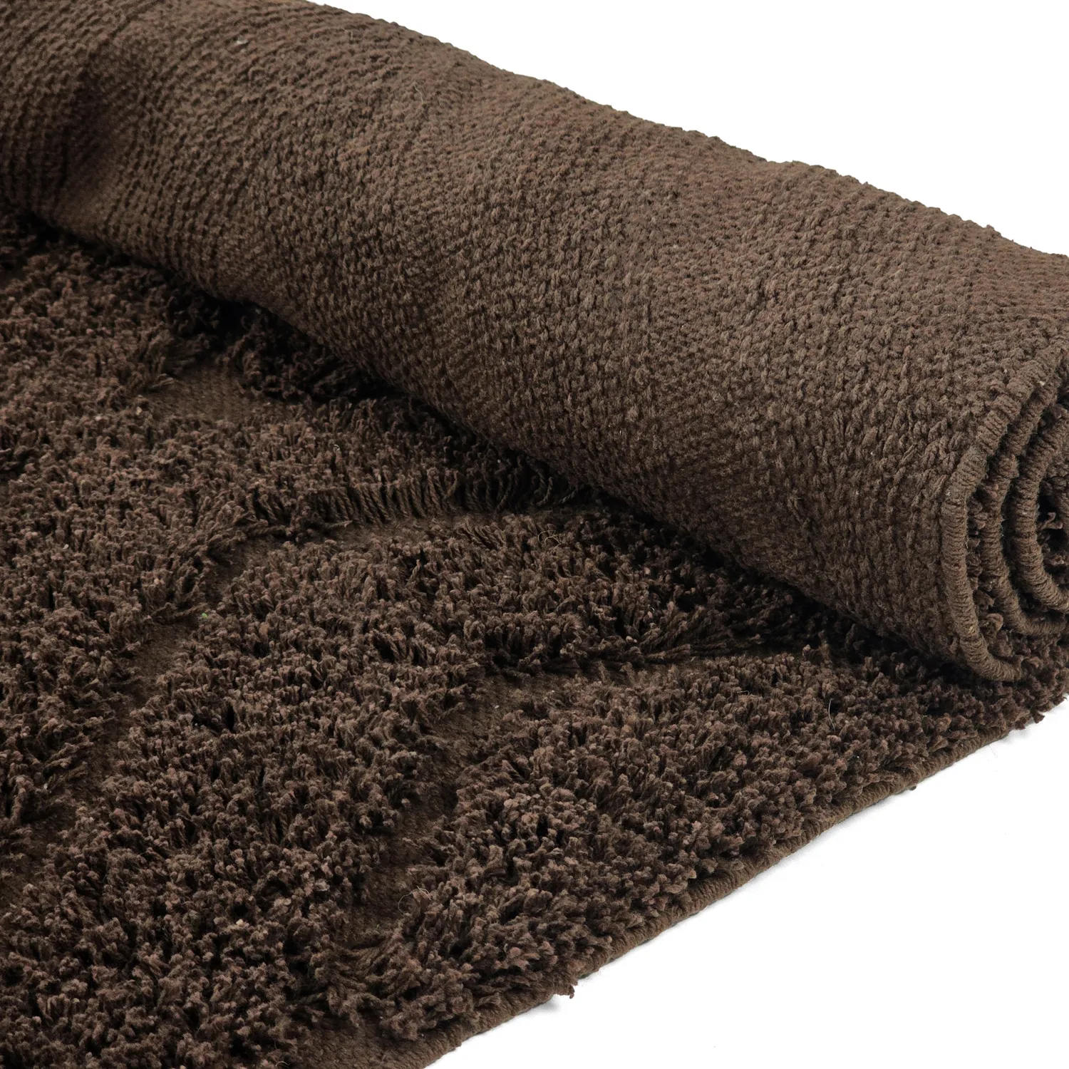 Hoogpolig vloerkleed - Amberley Natural Cotton Shaggy (bruin)