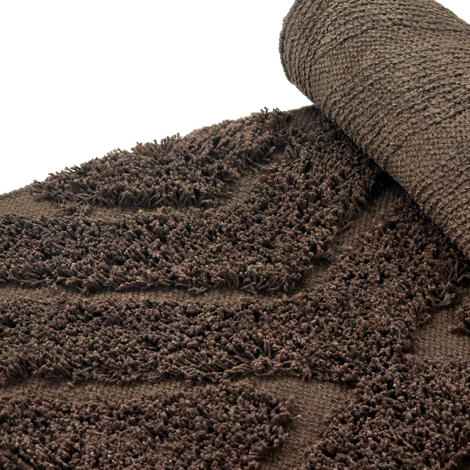 Hoogpolig vloerkleed - Amberley Natural Cotton Shaggy (bruin)