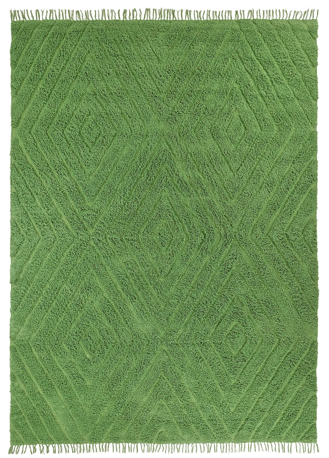 Hoogpolig vloerkleed - Amberley Natural Cotton Shaggy (groente)