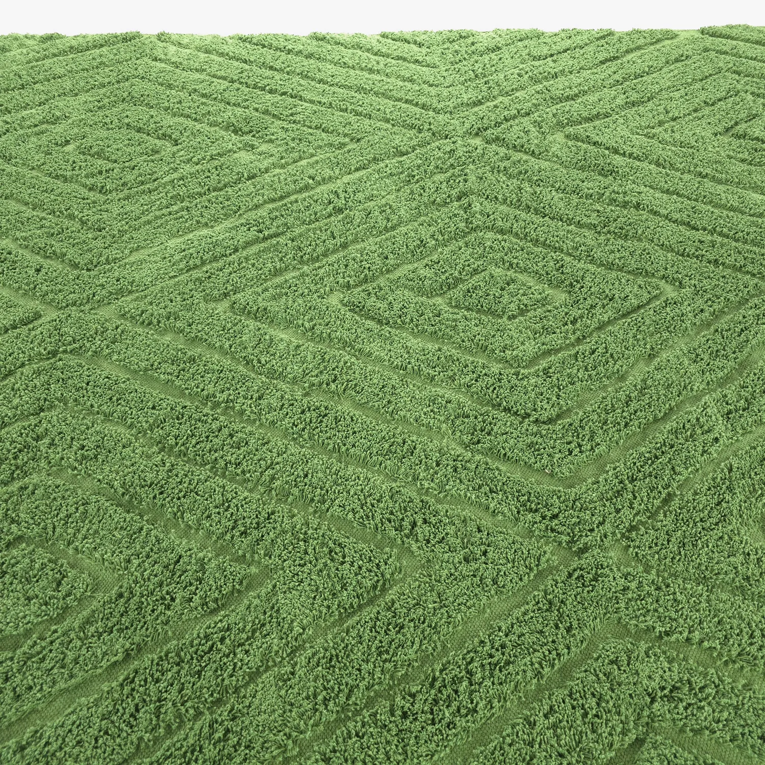 Hoogpolig vloerkleed - Amberley Natural Cotton Shaggy (groente)