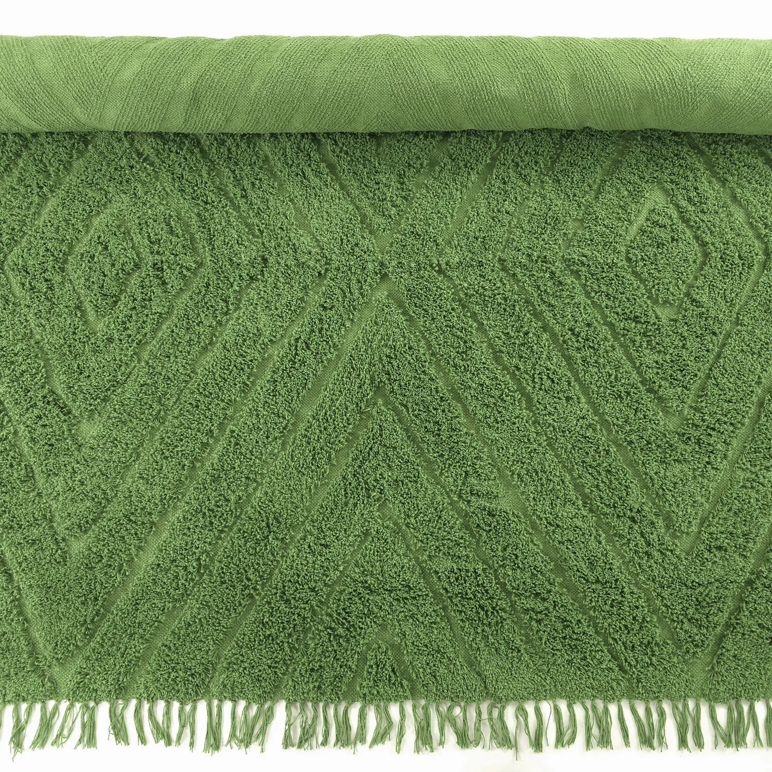 Hoogpolig vloerkleed - Amberley Natural Cotton Shaggy (groente)