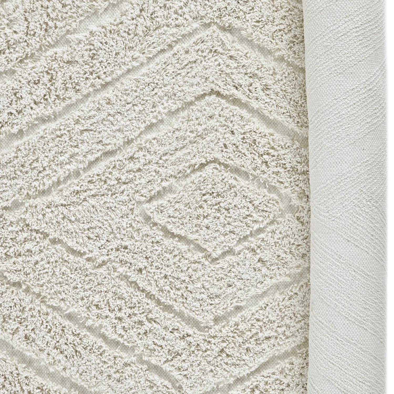 Hoogpolig vloerkleed - Amberley Natural Cotton Shaggy (gebroken wit)