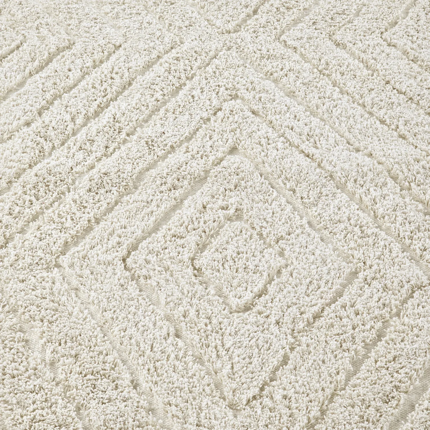 Hoogpolig vloerkleed - Amberley Natural Cotton Shaggy (gebroken wit)