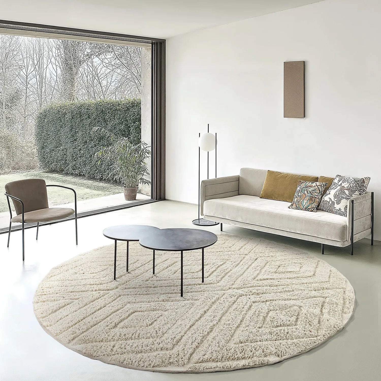Ronde vloerkleden - Amberley Natural Cotton Shaggy (gebroken wit)