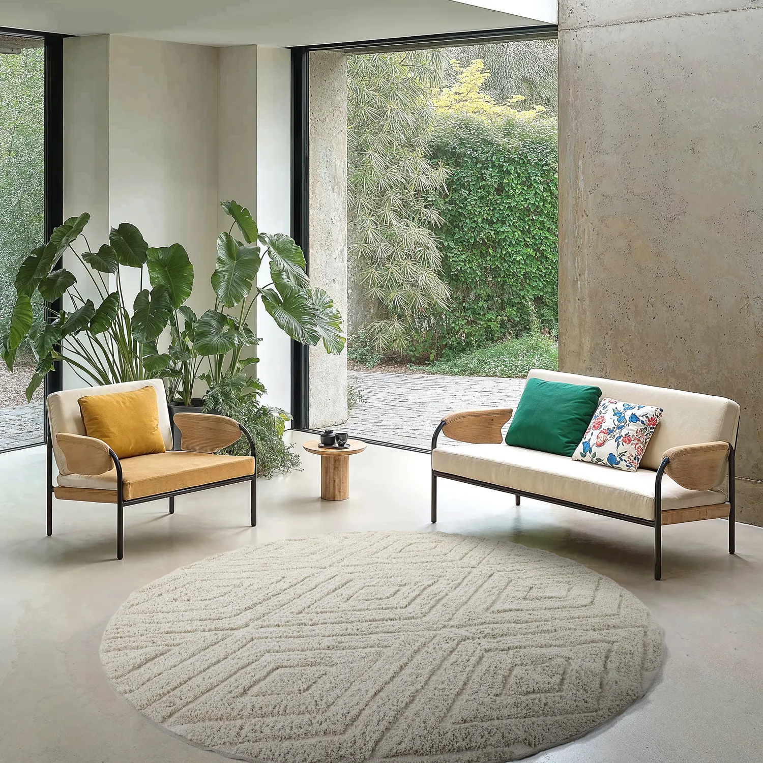 Ronde vloerkleden - Amberley Natural Cotton Shaggy (gebroken wit)