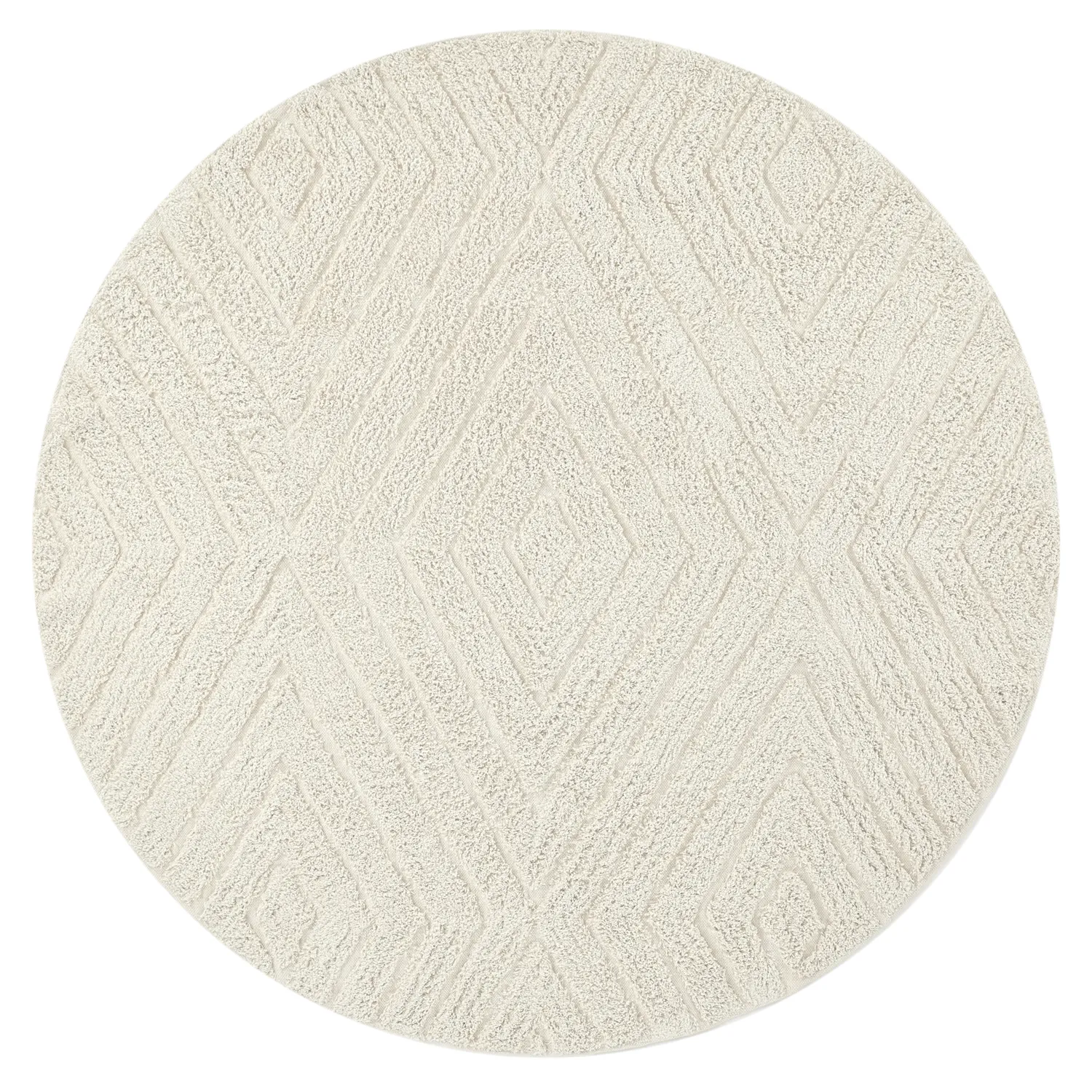 Ronde vloerkleden - Amberley Natural Cotton Shaggy (gebroken wit)