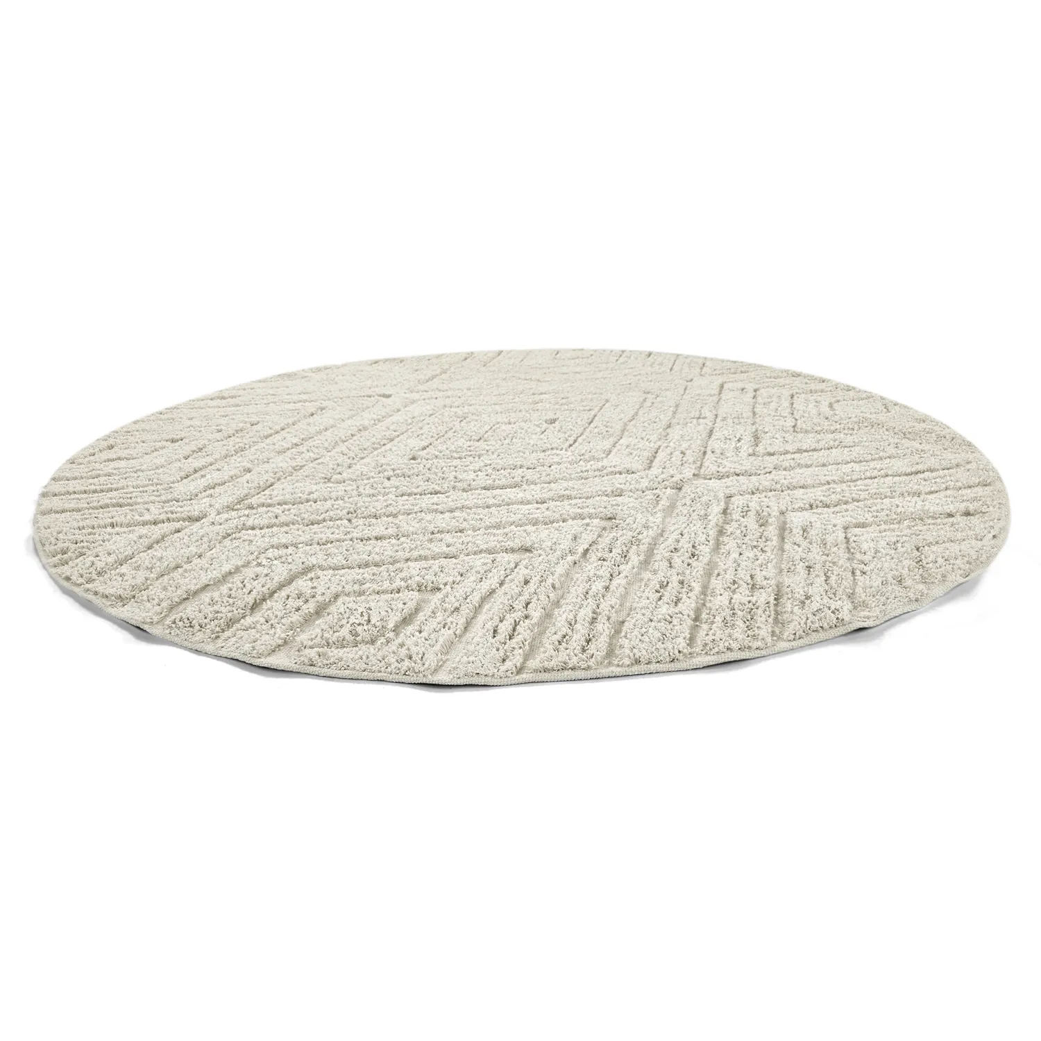 Ronde vloerkleden - Amberley Natural Cotton Shaggy (gebroken wit)