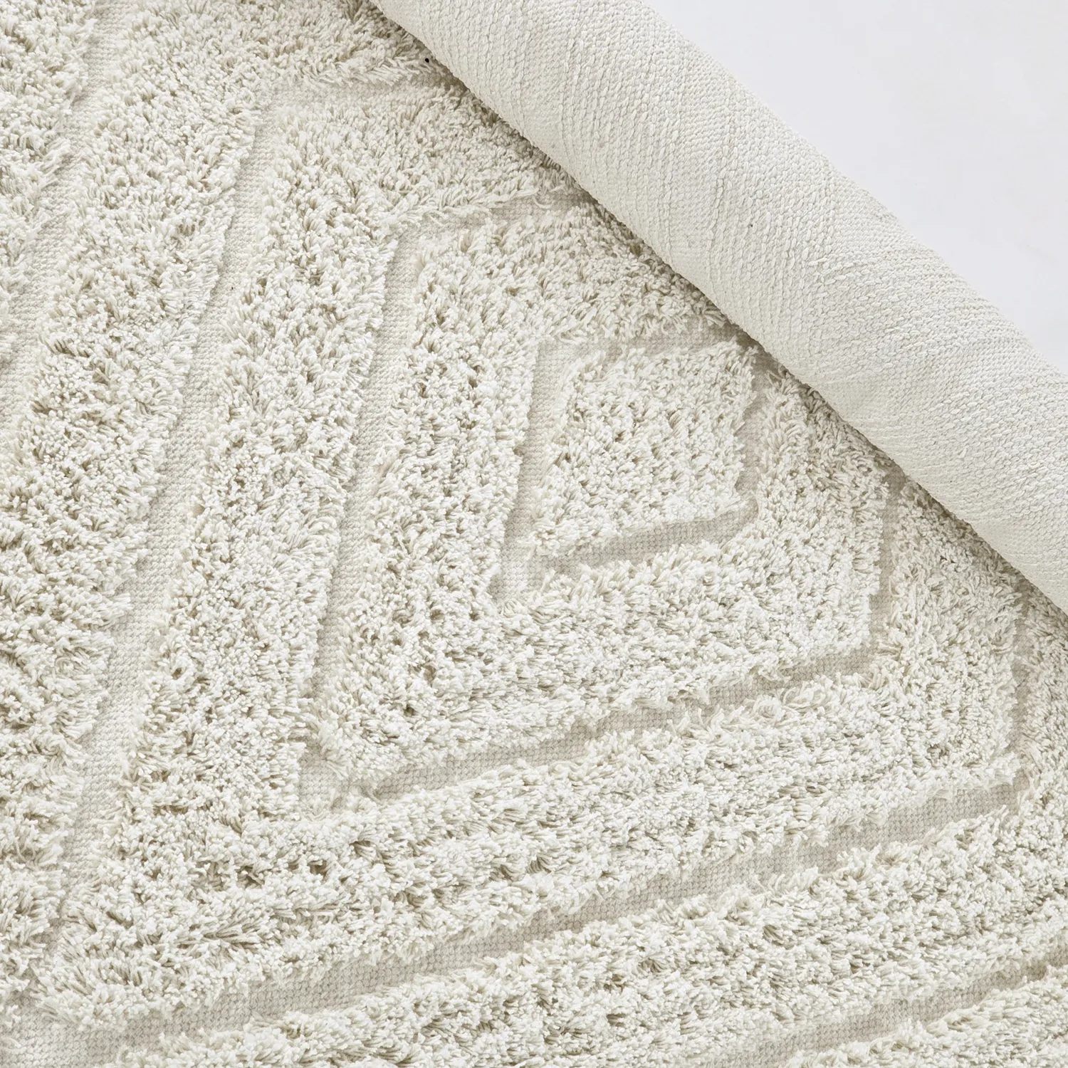 Ronde vloerkleden - Amberley Natural Cotton Shaggy (gebroken wit)