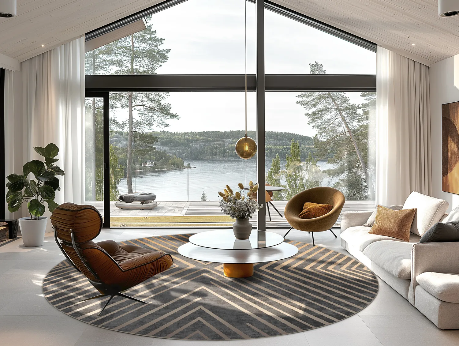 Rond vloerkleed - Amorgos (cloud)