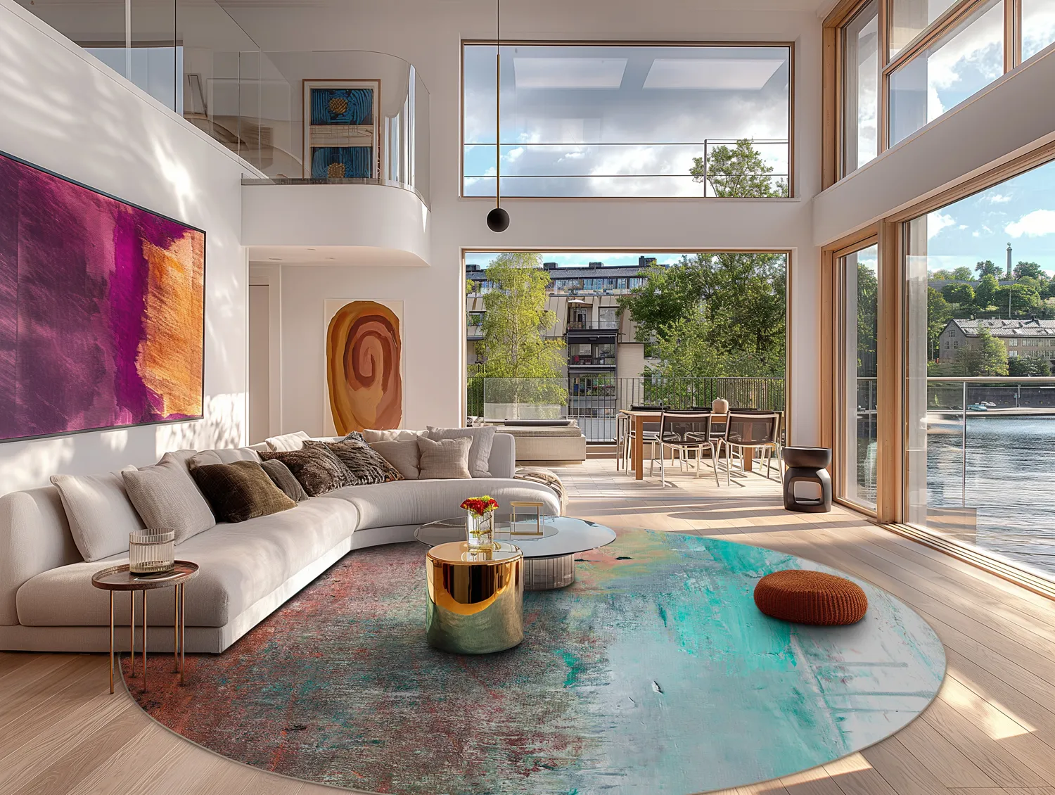 Rond vloerkleed - Andali (grijs/rood/multi)