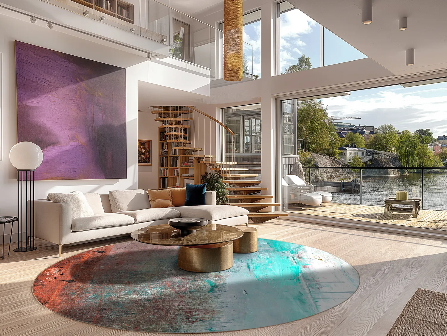 Rond vloerkleed - Andali (grijs/rood/multi)